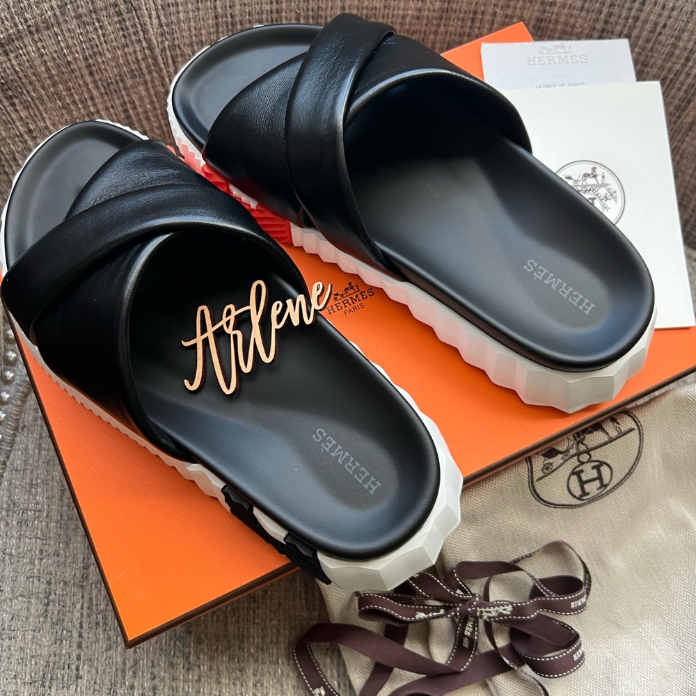 **SOLD** Hermes Infra Sandals size 37.5 Noir EUC